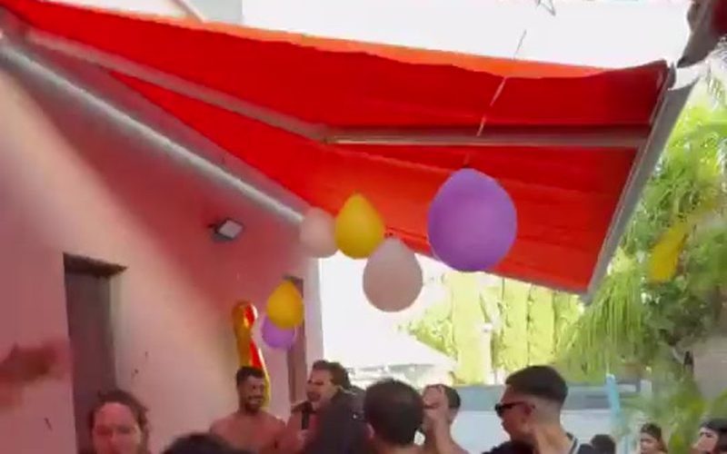 A full floor of people dancing at a DALELAD set